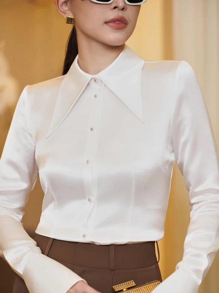 Silk Pointed-Collar Shirt